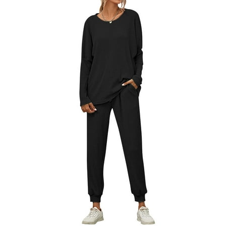 

Nlife Women Vertical Stripe Crew Neck Long Sleeve Long Pants Pajama Set