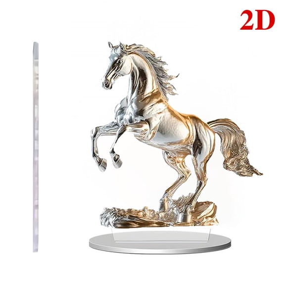 Horses Gifts for Horses Lovers,Year of Horse 2D Flat Acrylic Sign Tabletop Decoration with Base,Decorative Plaque Collectible Desktop Ornament Xmas New Year Gifts for Shelf Cabinet Bedroom