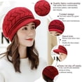 thumbnail image 3 of Gorro de punto cálido de Invierno para mujer, gorro de lana, boinas de esquí para nieve, gorros con visera, gorro de pico de pato de ala corta cálido de felpa para mujer, 3 of 5