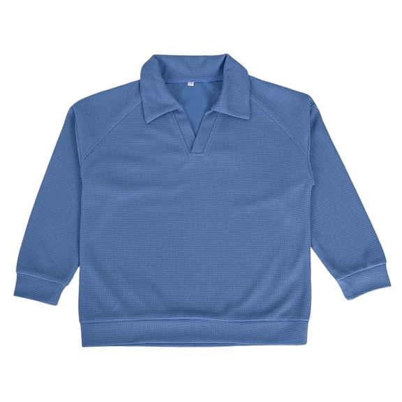HVOBTTY Toddler Boy's Long Sleeve Collared Shirts Solid Color Knit Lapel Neck Layering Casual Wear Top