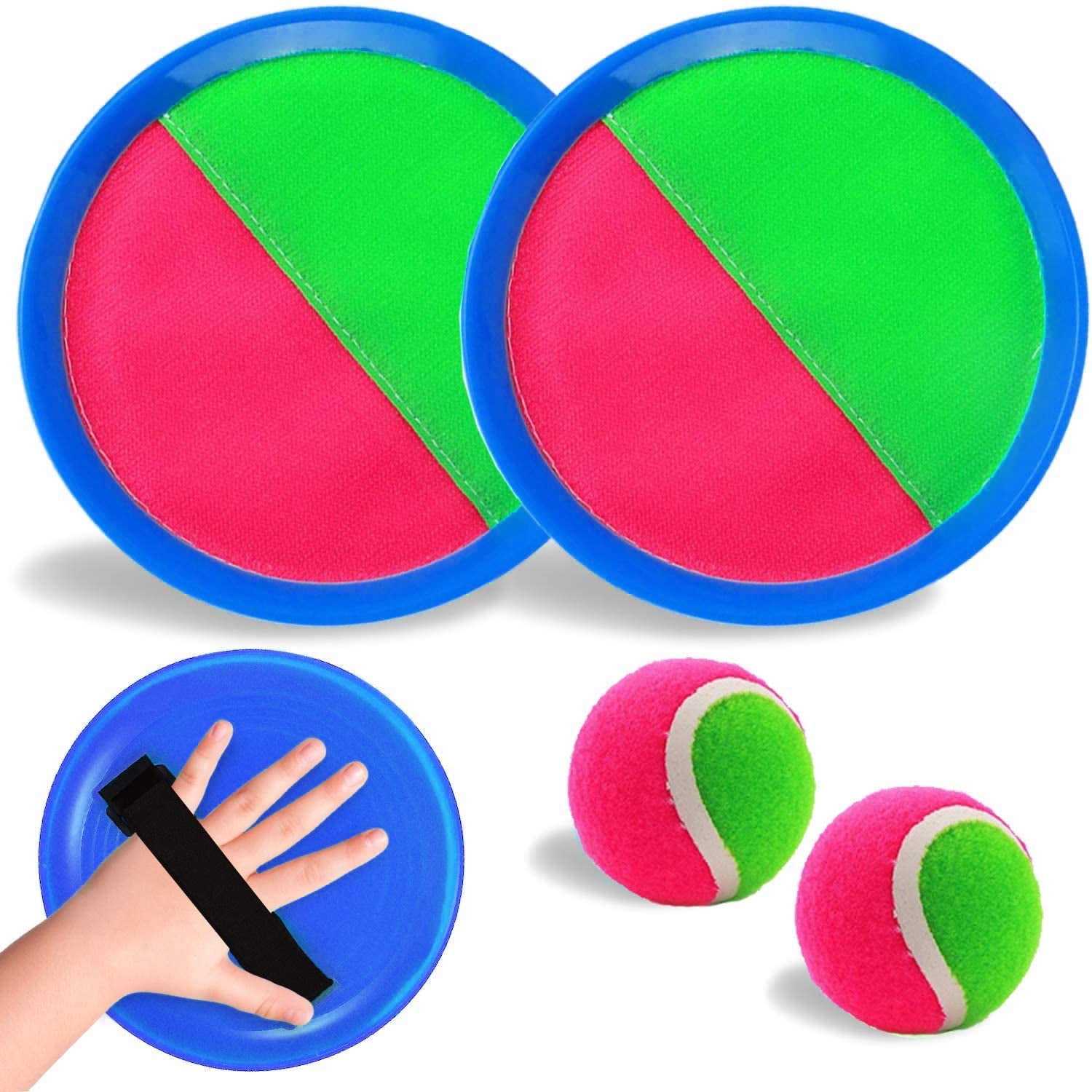 Toss and Catch Ball Set,Kids Toys Toss and Catch Game Set,Beach Toys Classic Outdoor Games,Yard Games Suitable for Kids/Adults/Family,6 Paddles and 3 Balls 