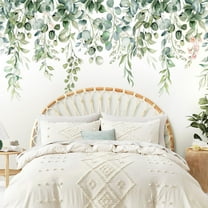 Neasyth Watercolor Floral Wall Decals, Peel and Stick Hanging Leaf Plant Giant Wall Stickers for Bedroom Living Room