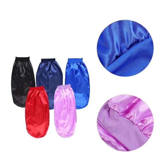 MUSEYA 5Set Women Sleep Hats in Wine Red Satin Polyester with Elastic Design for Sleeping