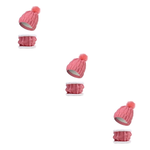 Gorros de invierno Sonducket Gorro engrosado ornamental Bufanda de punto de ganchillo Pañuelo deportivo Collar de estilo Rosa CBP581053