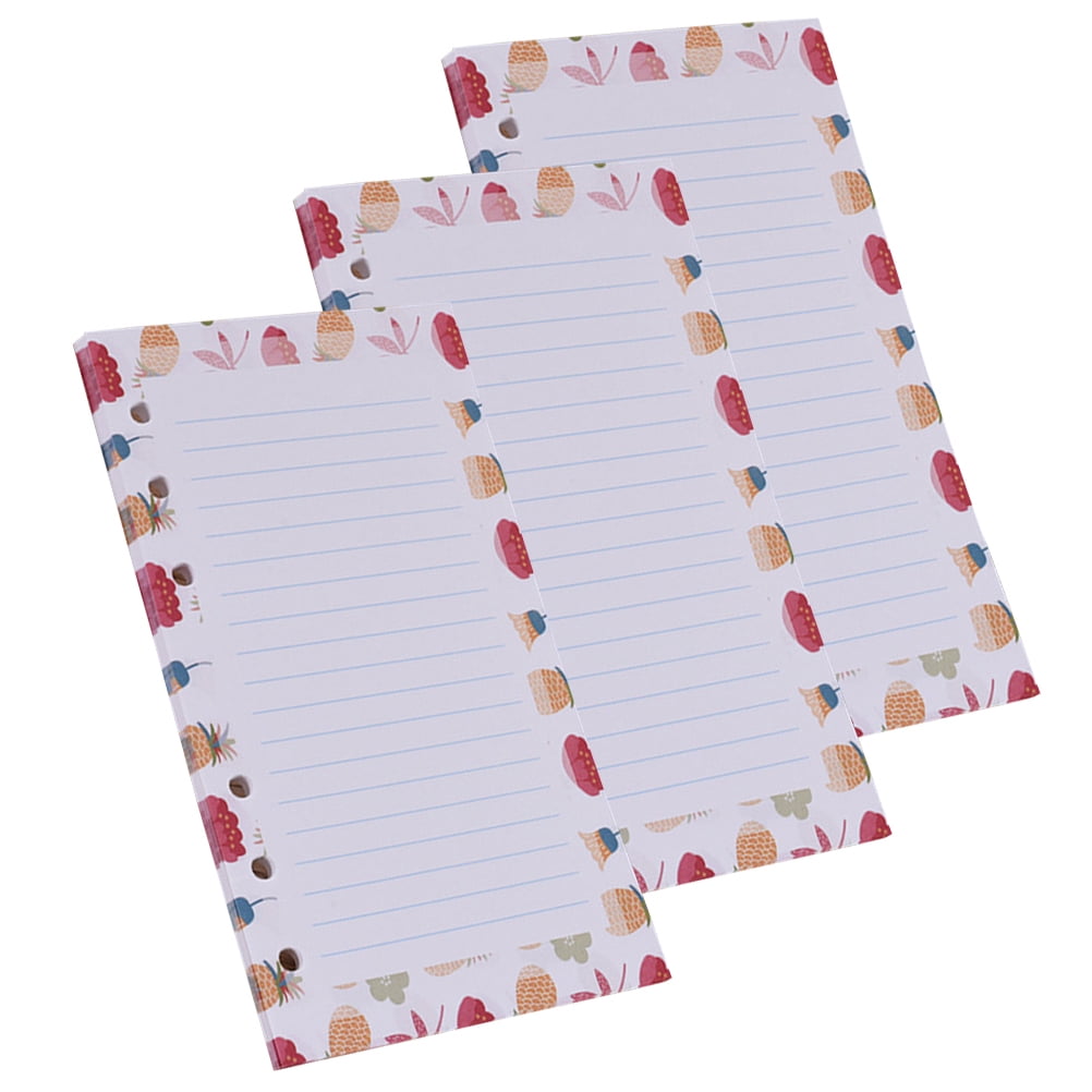 3 Pcs Creative A7 Size Loose-Leaf Papers Practical Notebook Papers Colorful Papers with 6 Hole for Home Store School