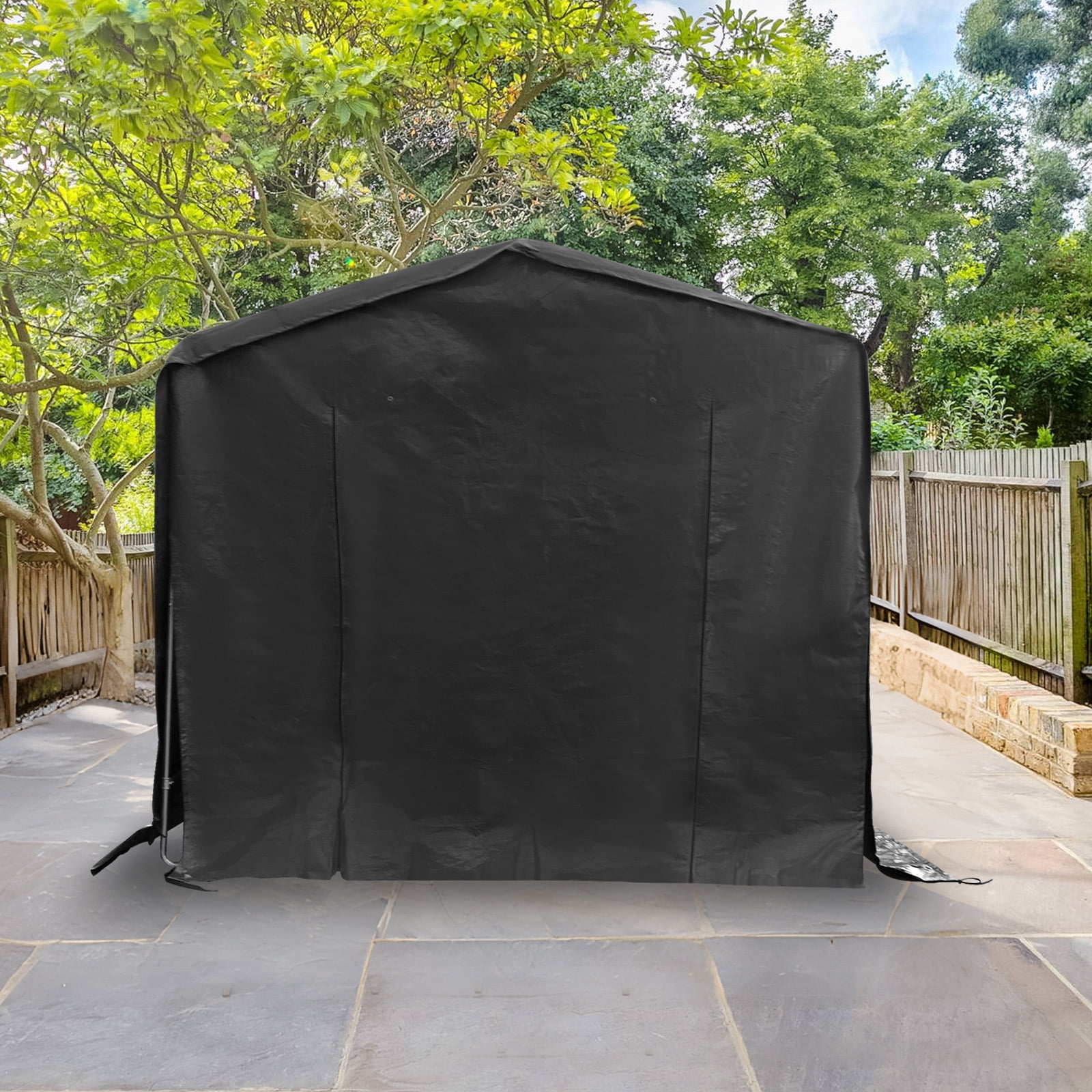 Black PE Steel Frame 2.4 * 2.4 * 2.4m Carport Tarpaulin Metal Frame Storage Shed Outdoor Garage