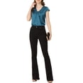 thumbnail image 2 of INSPIRE CHIC Women's Satin V Neck Cap Sleeve Lightweight Elegant Work Office Blouse Blue L, 2 of 6