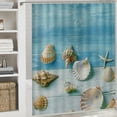 thumbnail image 6 of Creowell  Beach Seashell Shower Curtain Nautical Coastal Shell Starfish Shower Curtains for Bathroom Marine Ocean Waterproof Polyester Fabric Bathroom Decor Curtain with Hooks  White, 6 of 7