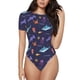 thumbnail image 1 of Balery Party Shark Cute Body de cuello redondo de manga corta para mujer Tops de manga corta Tops básicos-Large, 1 of 7