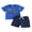 Blue, variant on BemeyourBBs Toddler Baby Boy Summer Clothes Infant Baby Boys Summer 2 Piece Outfit Excavator Truck Airplane Embroidery Short Sleeve T Shirt and Elastic Waist Solid Pockets Shorts Set