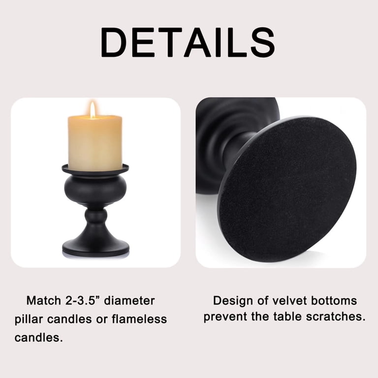 Sziqiqi Vintage Black Metal Pillar Candle Holder Set photo 5