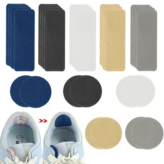 HZCrisp 30-Piece Shoe Heel Repair Patches, Self-Adhesive Rectangular and Round Shoe Patches for Holes and Wear, Boot Heel Repair Kit for Sneakers, Tennis Shoes, Mesh Shoes