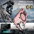 thumbnail image 2 of KOMI for iPhone 16 MagSafe Case with Adjustable Metal Camera Lens Cover Stand with 1 Screen Protector,[Military-Grade Protection] Rugged Heavy Duty Magnetic Case for iPhone 16 6.1" Rose Gold, 2 of 5