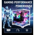 thumbnail image 5 of Evounic White Gaming PC Workstation – i7 Xeon 12-Core, GeForce RTX 4060 8GB GDDR6, 64GB RAM, 512GB NVMe + 1TB HDD, WiFi 6 & BT 5.4, Liquid Cooled, 8× ARGB Fans, Windows 11, RGB Keyboard & Mouse, 5 of 8