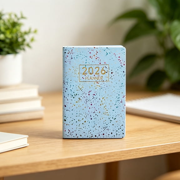 HHJZPR 6 Pastel & Dark Laser Speckle A7 2026 English Planner, Mini Pocket Hardcover Daily Weekly Monthly Agenda Notebook, Portable Compact Schedule Journal for Back to School