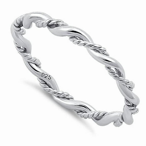 925 Sterling Silver Twisted Rope Stacking Ring Dainty Minimal Jewelry_6.5
