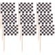 thumbnail image 2 of Paquete de 100 palillos de dientes con diseño de bandera a cuadros para aperitivos, frutas y cócteles - Blanco y negro, 2 of 7