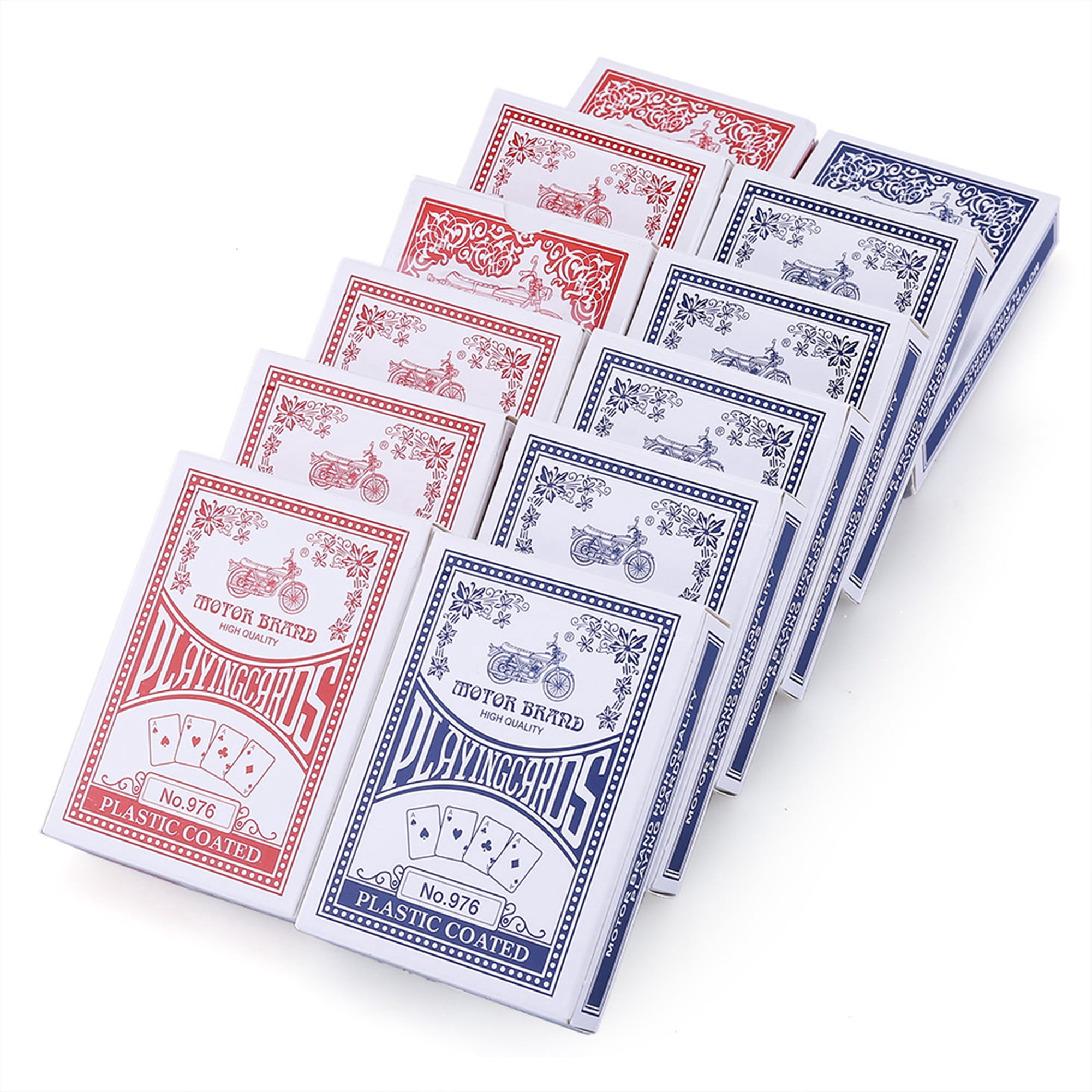 Milhan 12-Deck Professional Plastic Coated Playing Cards - Poker Size, Red Or Blue - View #2