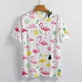 thumbnail image 3 of Flamingo Pattern Women's Short Sleeve Tops Casual Blouses T Shirt, 3 of 6