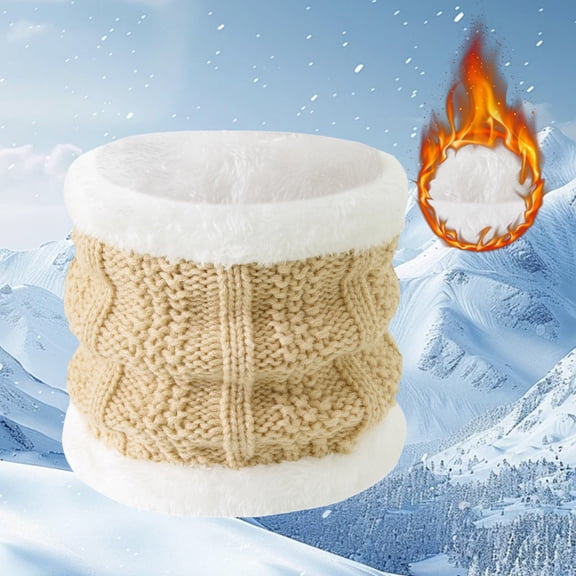 Women's Winter Fleece Lined Neck Warmer, Thick Plush Thermal Scarf, Windproof Cold Weather Gaiter for Cycling, Outdoor Activities, and Daily Warmth - Beige