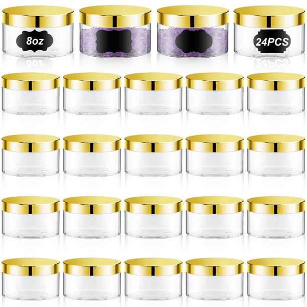 Tarro de plástico Dandat de 250 ml con tapa, 24 unidades, para cosméticos