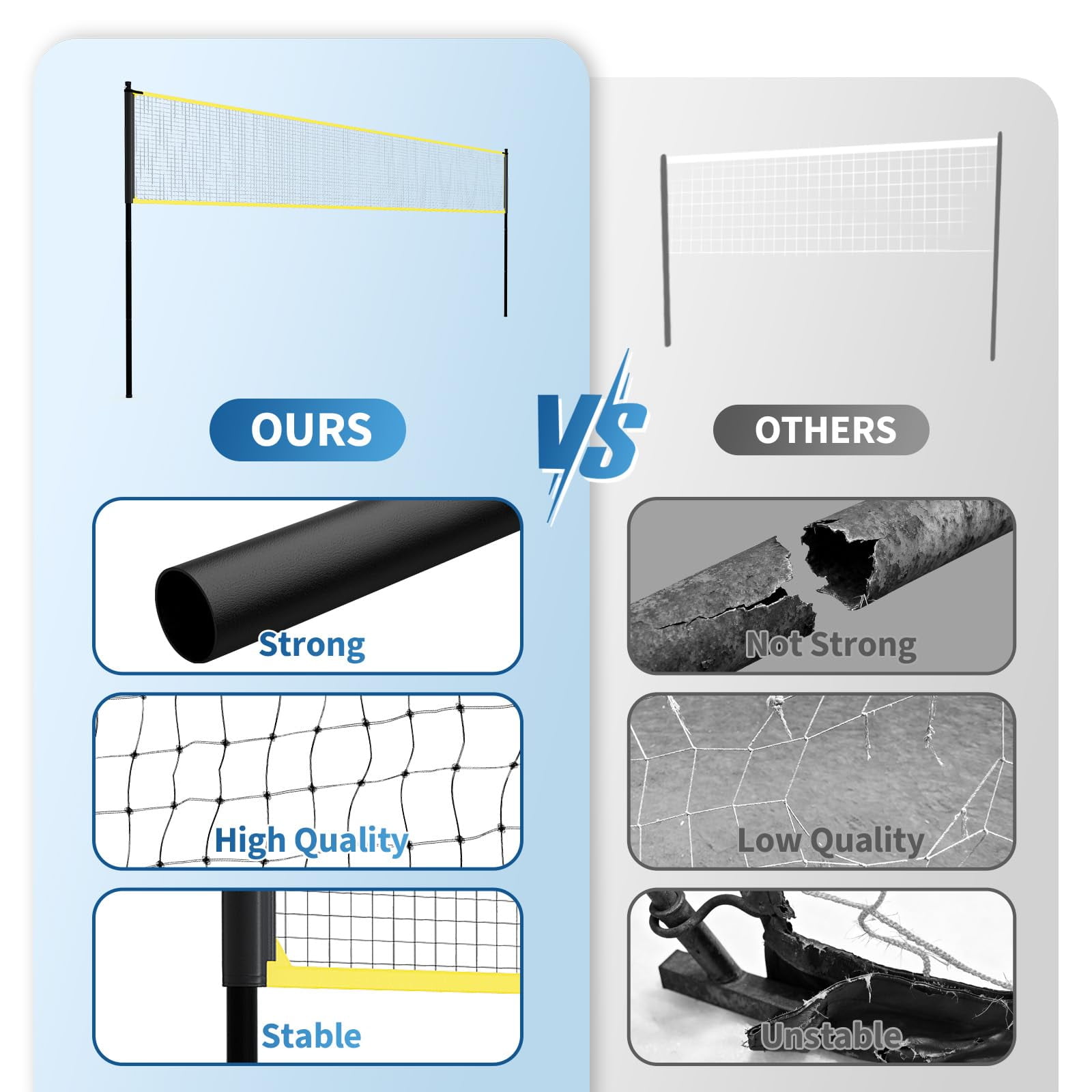 Ataucjin Volleyball Net, 12Ft/32Ft Portable Backyard Volleyball Net,Adjustable Height, Heavy-Duty Frame, Freestanding Design,Portable Outdoor/Indoor Volleyball Set with Carry Bag