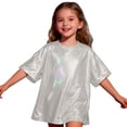 thumbnail image 5 of Mercatoo Girls Shiny Metallic Shirts Jazz Hip Ho1 Dance Part1 Tops T-Shirts Kids Crewneck Spring Casual Loose Basic Tees Blouses, 5 of 6