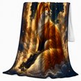 thumbnail image 2 of Red Fox Gazing By Golden Moon Mystical Serene, Peaceful Woodland Scene, Warm Flannel Blanket for Cabin and Lodge, Wildlife Lovers Housewarming Gift, Fantasy Home Decor, 2 of 9