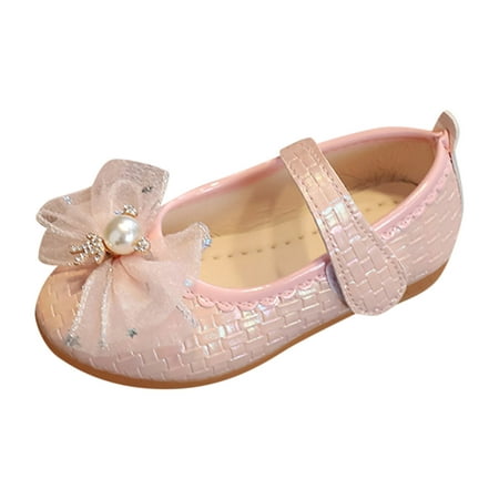 

B91xZ Toddler Girl Sandals Fashion Spring And Summer Girls Sandals Dress Performance Dance Shoes Pearl Sequin Shiny Bow Hook for Toddler/Little Kid/Big Kid Sizes 1.5