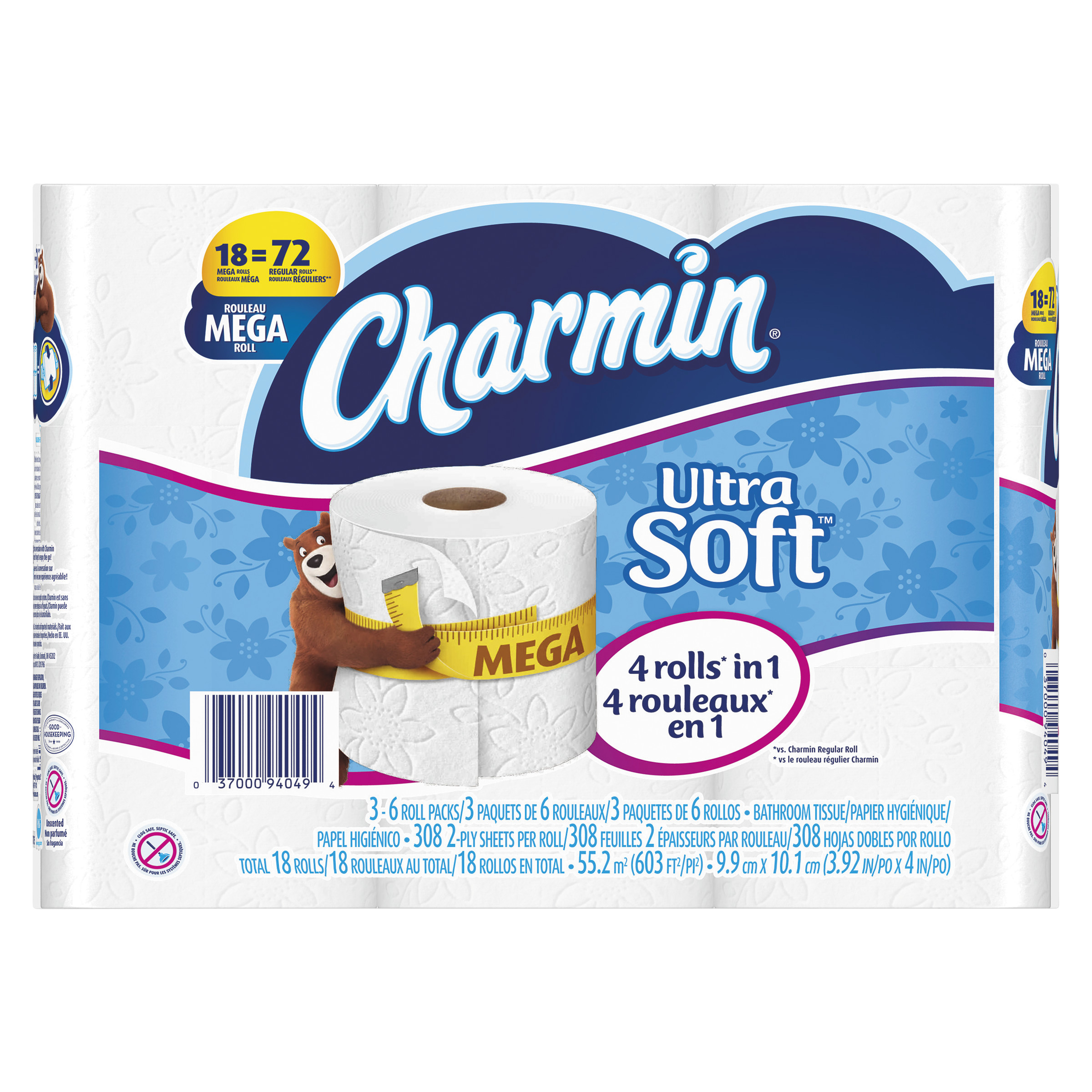 Charmin Ultra Soft Toilet Paper Mega Rolls, 308 sHeets, 18 rolls by Procter & Gamble