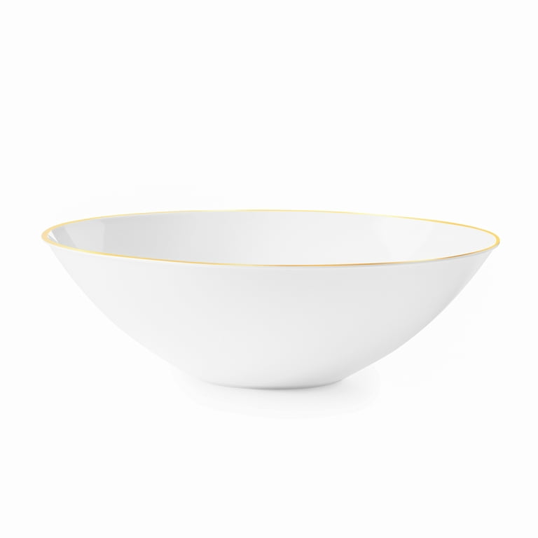 16Oz Black Plastic Floral Design Party Soup Bowls Gold Rim Premium
