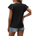 thumbnail image 3 of Frontwalk Women Tunic Blouse Ruffle Summer Tops Pleated T Shirt Ladies Loose Tee Short Sleeve T-shirt Black L, 3 of 4