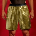 thumbnail image 2 of RYDCOT Mens Metallic Shorts 5" Shiny Holographic Disco Shorts Outfit Sparkly Rave Hot Summer Thin Breathable Shorts Gold, 2 of 7
