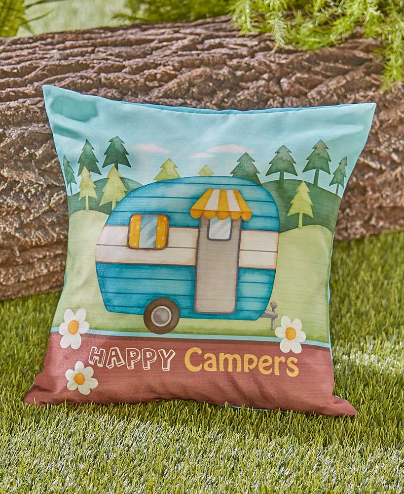 Happy Camper Outdoor Pillow