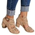 thumbnail image 5 of Peep Toe High Heel with Buckle Ankle Large Size Decor Rhinestone Fashion Durable Suit for Women, 5 of 5