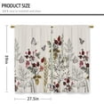 thumbnail image 2 of Red Botanical Kitchen Curtains Vintage Flower Floral Retro Leaves Spring Small Short Cafe Window Curtains Country Butterfly Bathroom Drapes Treatment Tier Curtains 2 Panels (27.5x39 Inch), 2 of 6