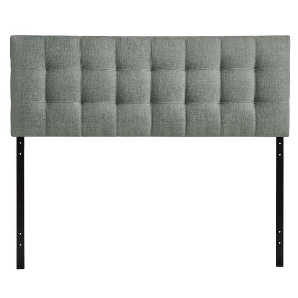 Modern Fabric Queen Tufted Panel Headboard in Gray
