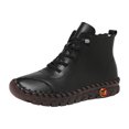 thumbnail image 6 of Ankle Boots for Women Fashion Stitching Leather Soft Sole Antislip Lace up Fall Booties Casual Round Toe Walking Shoes Black Size 6.5, 6 of 6