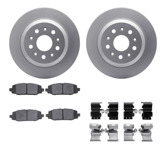 Dynamic Friction Company Rear Geospec Brake Rotors with Ultimate Duty Performance Brake Pads includes Hardware 4412-42034