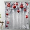 thumbnail image 2 of HVEST Farmhouse Christmas Shower Curtain Decor, Red Xmas Ball with Fir Twigs Winter Holiday Shower Curtain for Bathroom 72x72 Inch Polyester Fabric Bathroom Decoration Bath Curtains Hooks Included, 2 of 6
