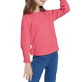 thumbnail image 5 of Items Kids Shirts Girls Tops Pleated Trim Long Sleeve Top Casual Crew Neck Pullover Tees Solid Color Blouse Shirt, 5 of 9
