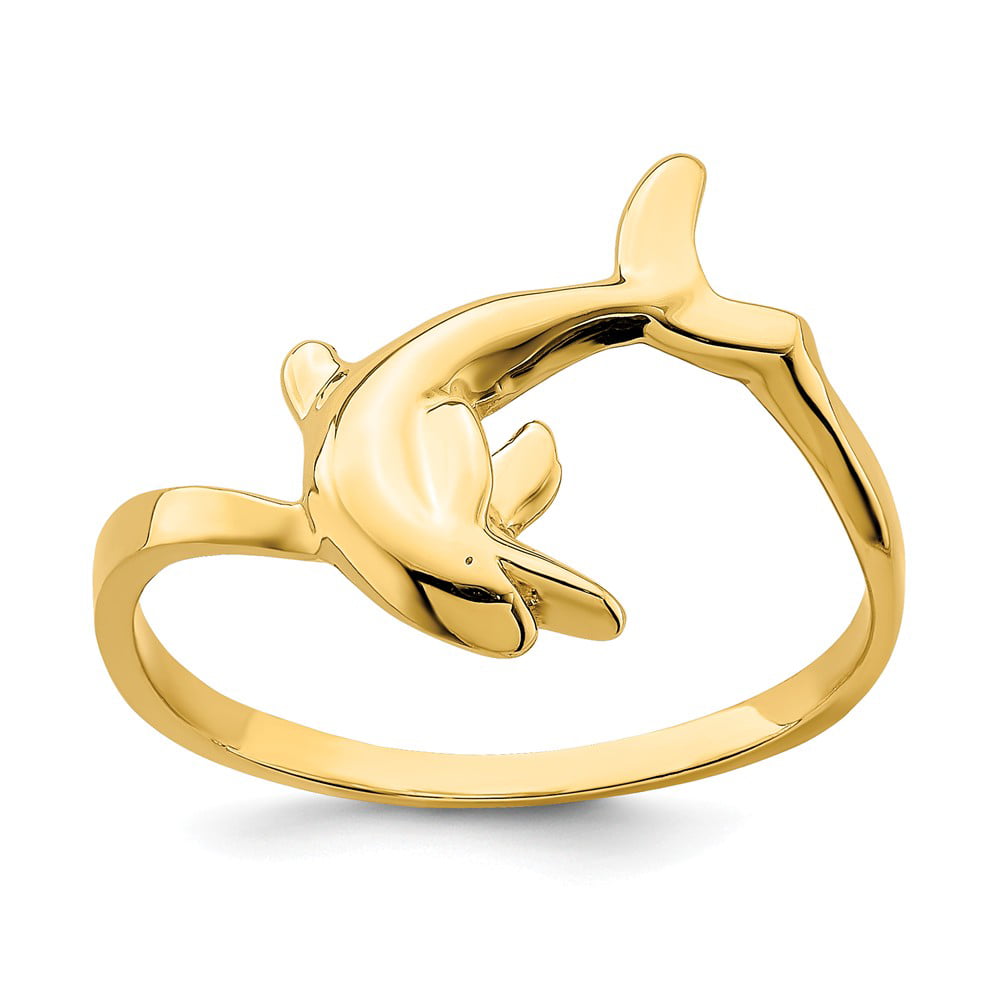 AA Jewels - Solid 14k Yellow Gold Dolphin Ring Band Size 8.5 - Walmart ...