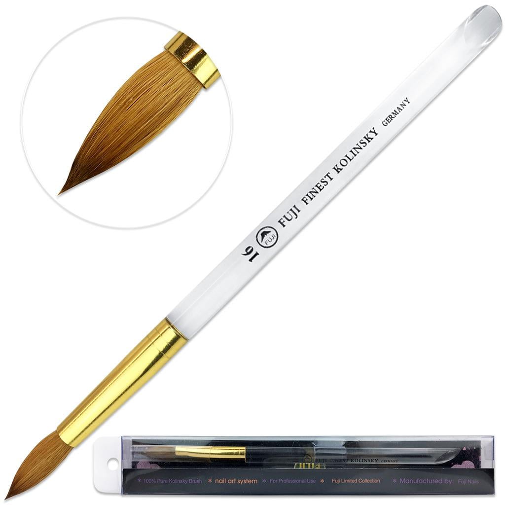 Fuji Finest Kolinsky Acrylic Nail Brush with Round Acrylic Handle Size