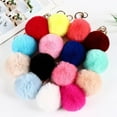 thumbnail image 3 of YISITIAN 8cm Pom Pom Keychains Faux Rabbit Fur Ball Keychain Car Keyring Fluffy Pompom Key Chains Key Holder Handbag Charms CJ919-91403, 3 of 9