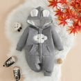 thumbnail image 4 of Wdgfv Girls' Soft Onesie Baby Girls Long Sleeve Hooded Bodysuit Winter Cloud Embroidery Zip Up Romper Soft Comfortable Casual Outfit Grey 3-6 Months, 4 of 9