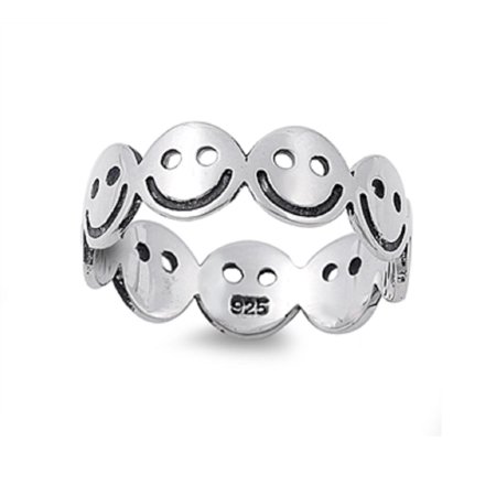 Smiley Face Charts - Sterling Silver Smiley Face Eternal Happiness Ring