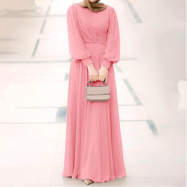 WILLBEST Robe Décontractée Plissée à Manches Bouffantes Couleur Unie pour Femmes