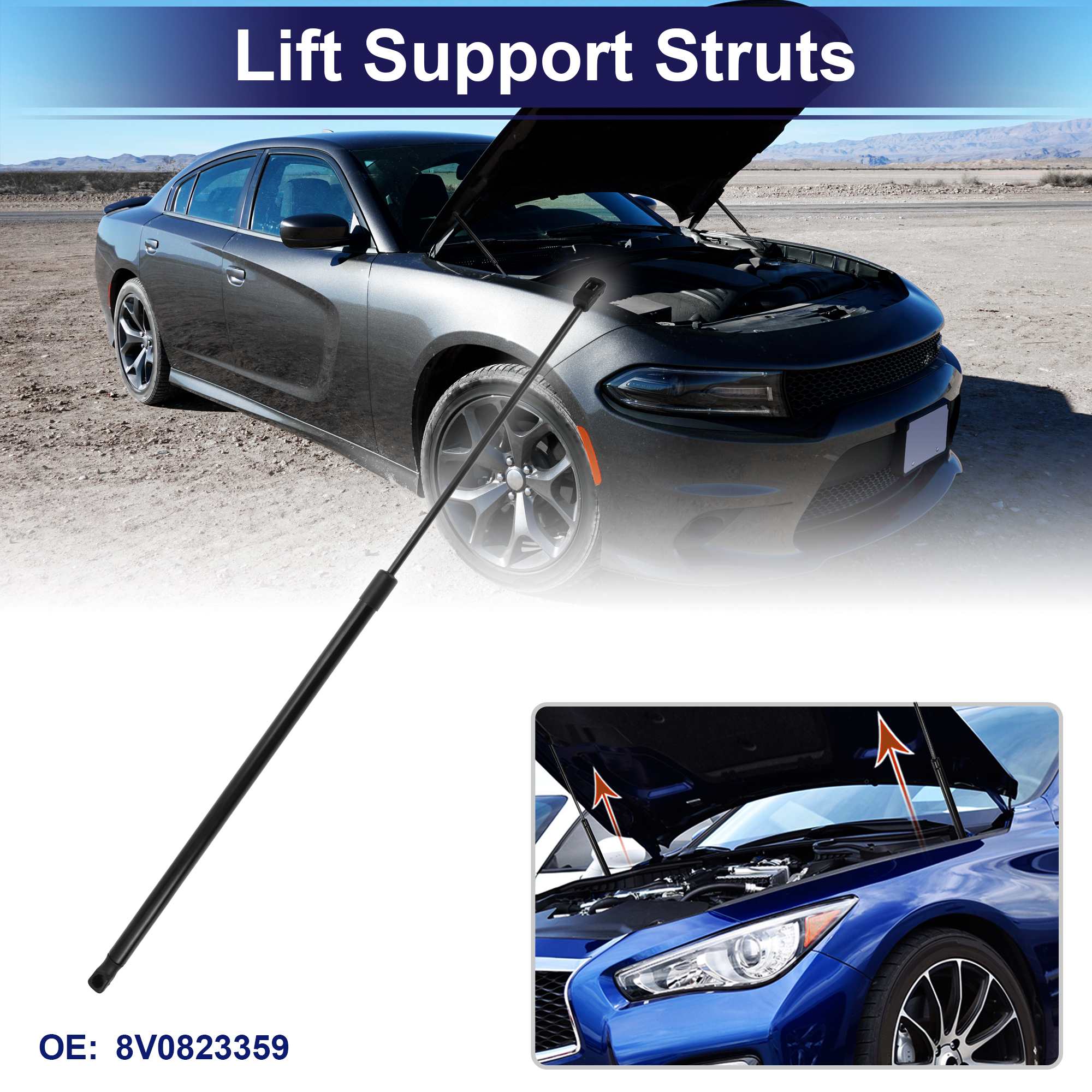 Unique Bargains Front Hood Lift Support Struts for Audi A3 Quattro Sedan 2015-2017