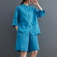 thumbnail image 6 of Giftesty Two Piece Outfits Women,Women's Casual Solid Color Cotton Linen Wide Leg Pants Two Piece Suit, 6 of 9