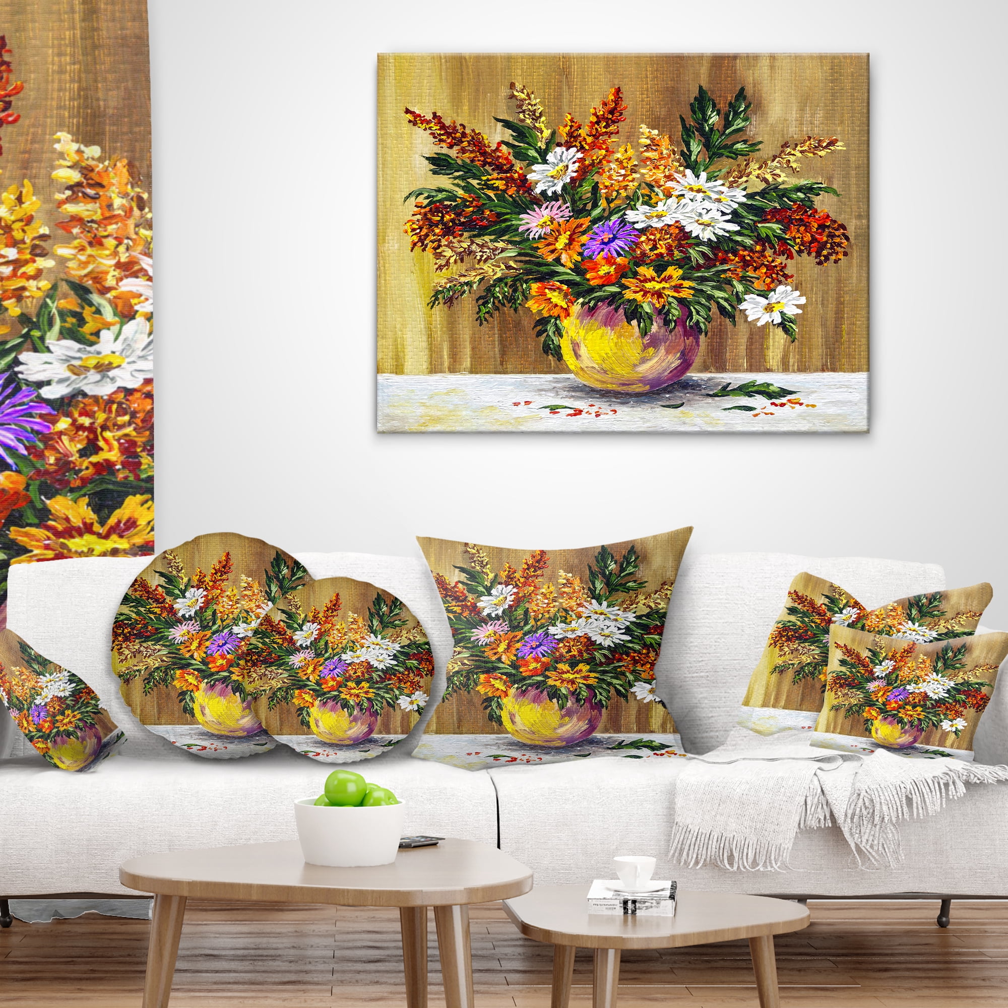 Designart Wild Flowers in a Pot - Floral Throw Pillow - 12x20